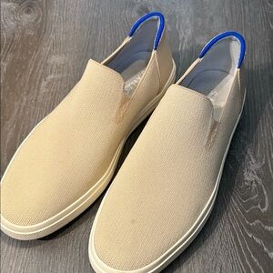Rothy's Cream and Blue Men's Slip-On Loafers